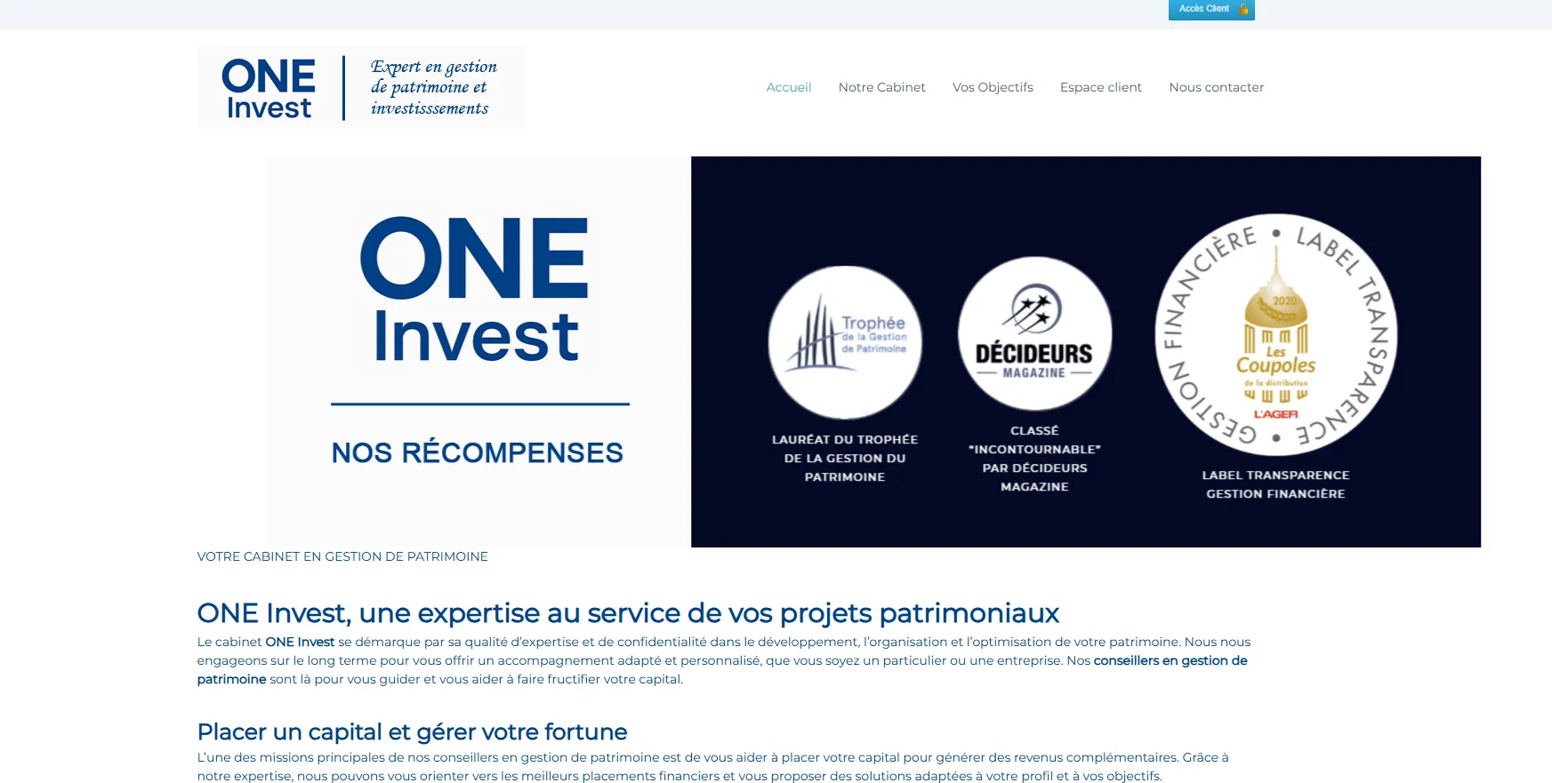 ONE Invest – présentation du site de gestion de patrimoine