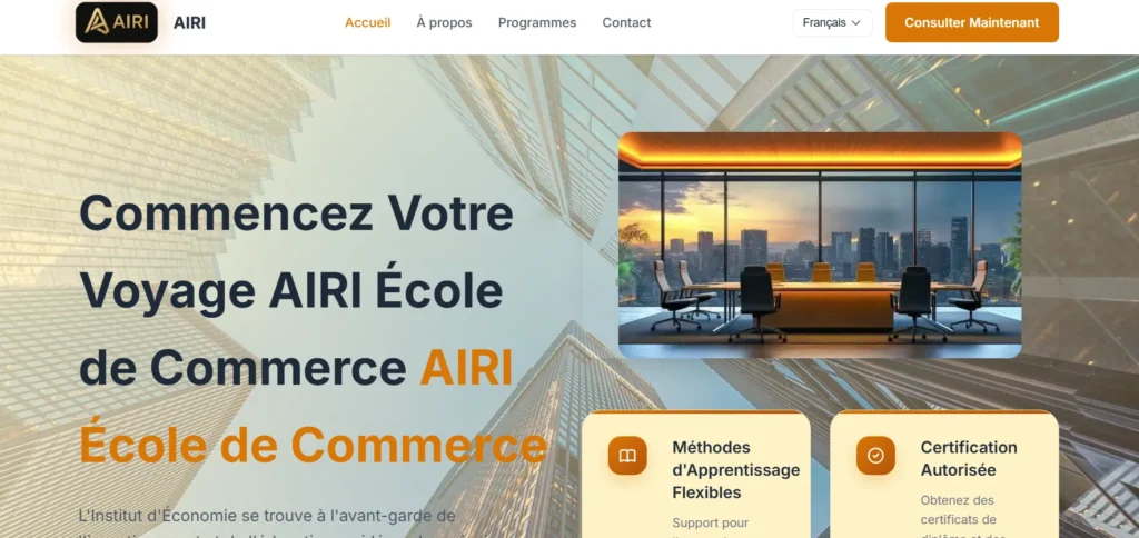 airi2.com – visuel corporate finance utilisé pour présenter AIRI École de Commerce