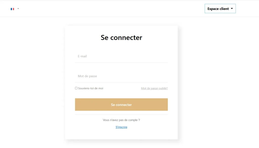 Page de connexion -trading.galacapital.net sans informations légales visibles