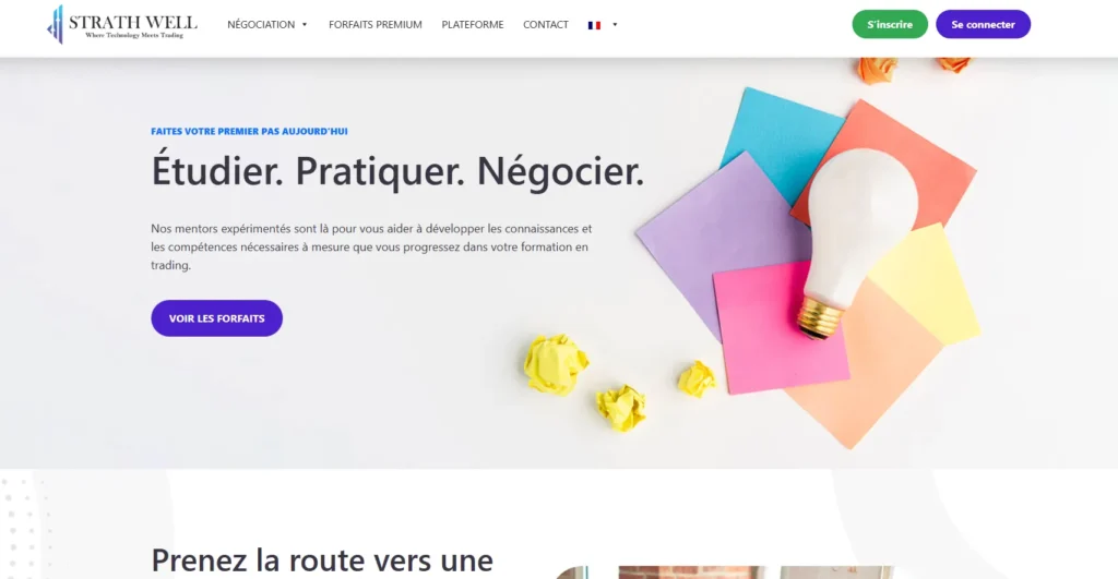 Strath Well avis page d’accueil plateforme formation trading"