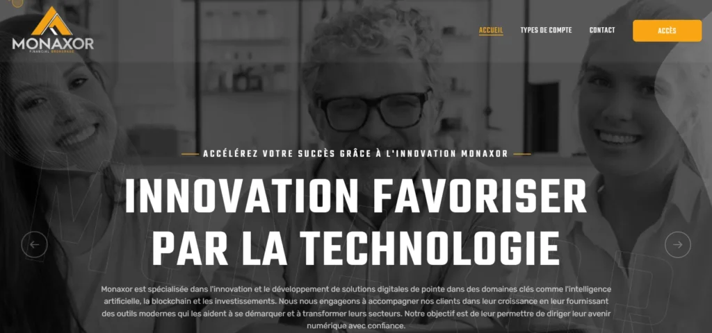 MONAXOR avis – capture d’écran de la page d’accueil