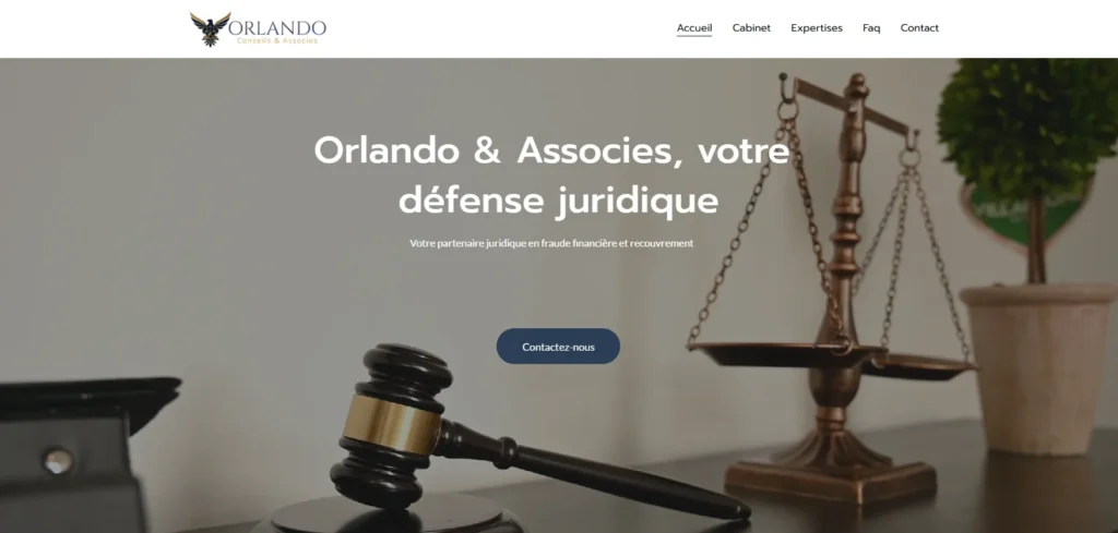 marteau de juge et balance de justice symbole cabinet juridique Orlando & Associés