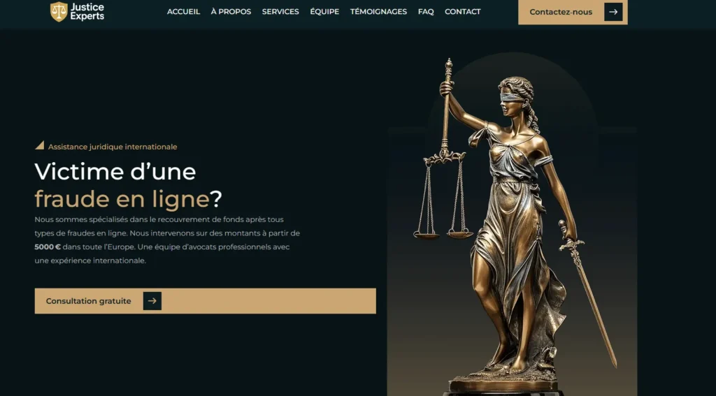 statue de la justice symbole utilisé sur le site justice-experts.org pour illustrer l’aide juridique