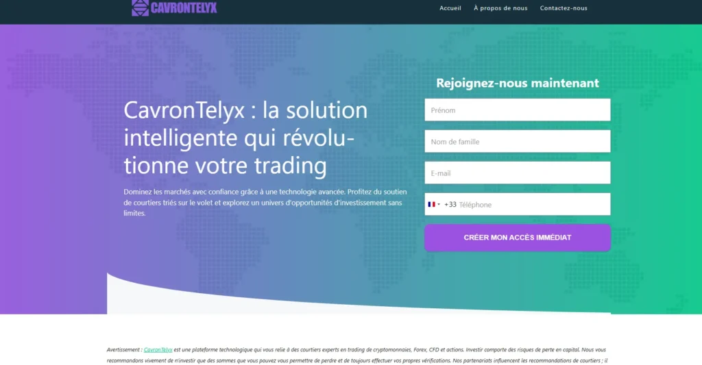 CavronTelyx plateforme de trading automatisé page d’accueil