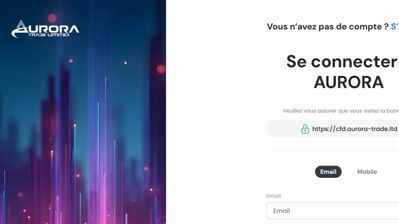 aurora-trade.ltd sans mentions légales ni numéro de licence broker