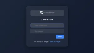 Interface de login du site frauduleux financière Doreau, plateforme d'investissement non régulée