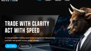 Interface fictive affichée sur revexium.com — fausse plateforme de trading non régulée