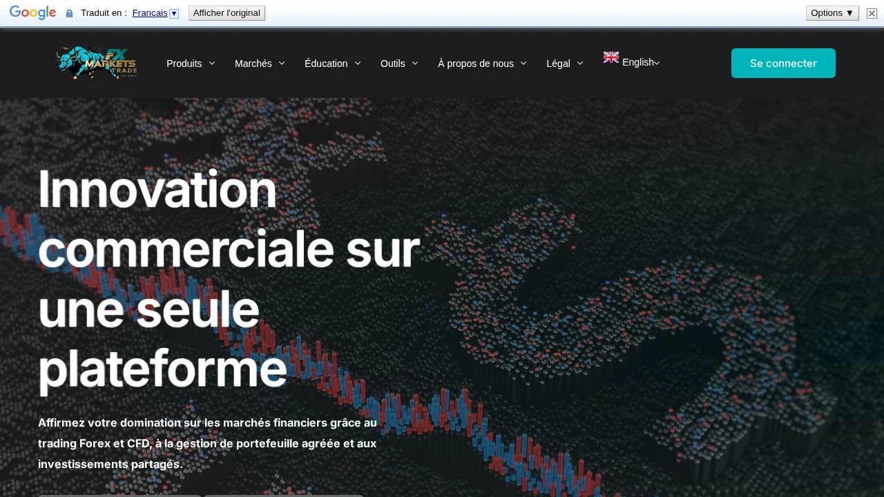 Capture d'écran du site fxmarketstrade.com
