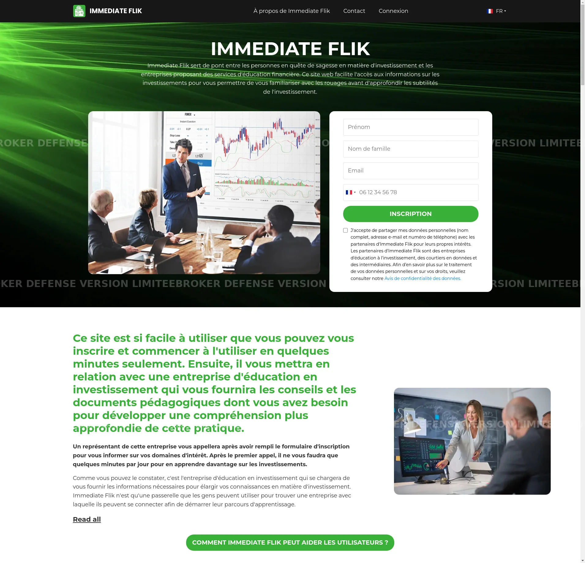 Capture du site immediate-flik.com — IP bulgare