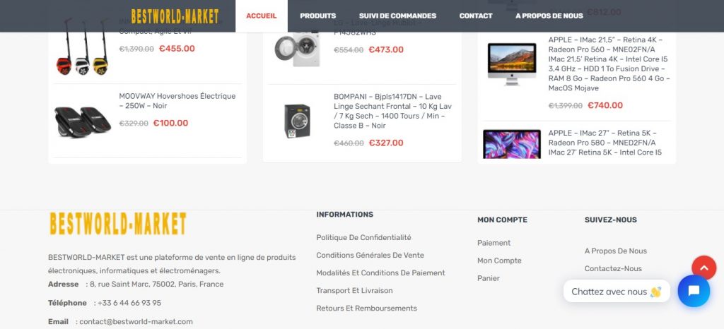 Le semblant de bas de page de Bestworld-market.com.