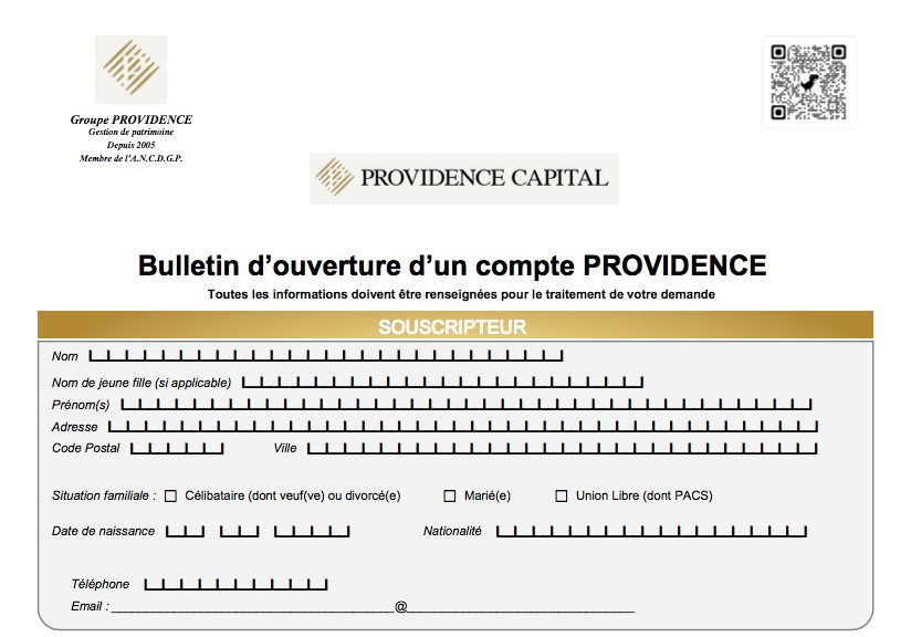 Le bulletin de souscription que Julien Marchal envoie à ses clients.